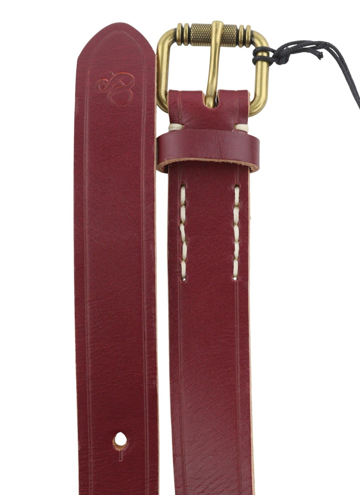 SCOTCH & SODA Men Belt 116 CM Burgundy Cow Leather Raw Edge-Garnet Casual
