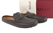 BALLY Vincel Men Flats EU42 Brown Calf Leather Slip On Open Back Loafers RRP499