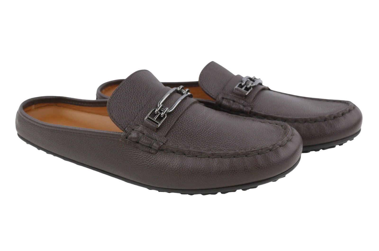 BALLY Vincel Men Flats EU42 Brown Calf Leather Slip On Open Back Loafers RRP499