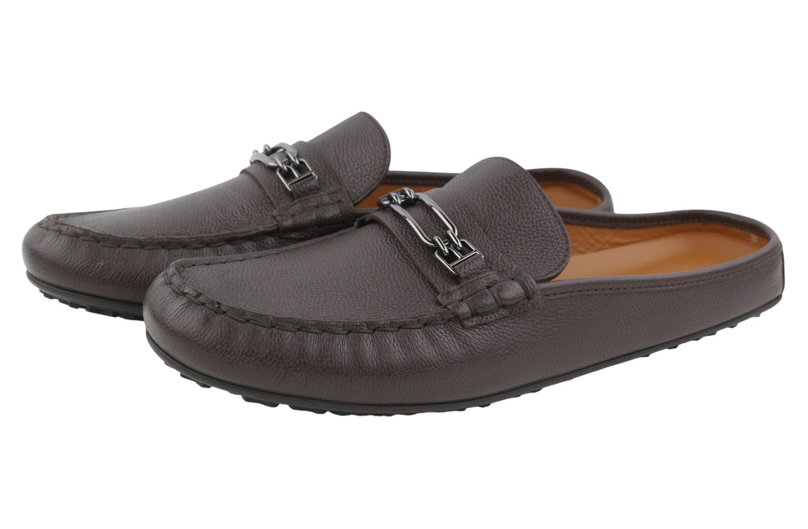 BALLY Vincel Men Flats EU42 Brown Calf Leather Slip On Open Back Loafers RRP499