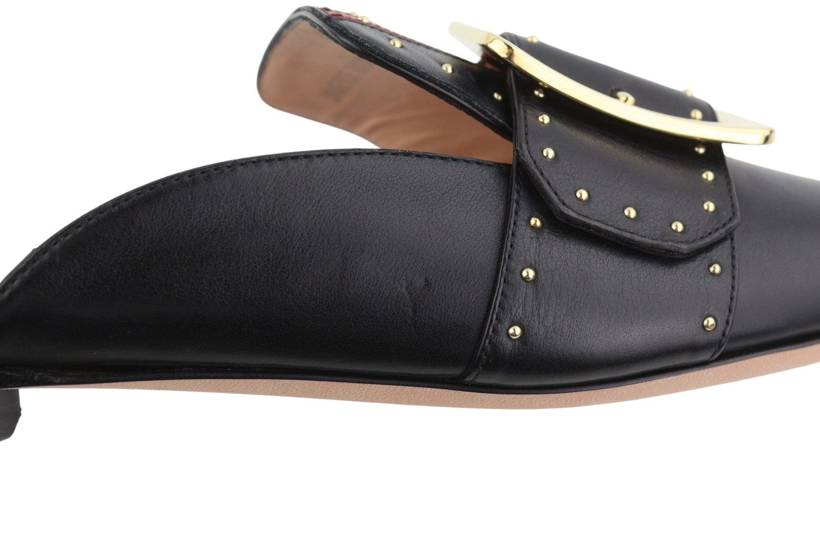BALLY Janesse Women Flats EU40 Black Calfskin Leather Studs Mules Clogs RRP499