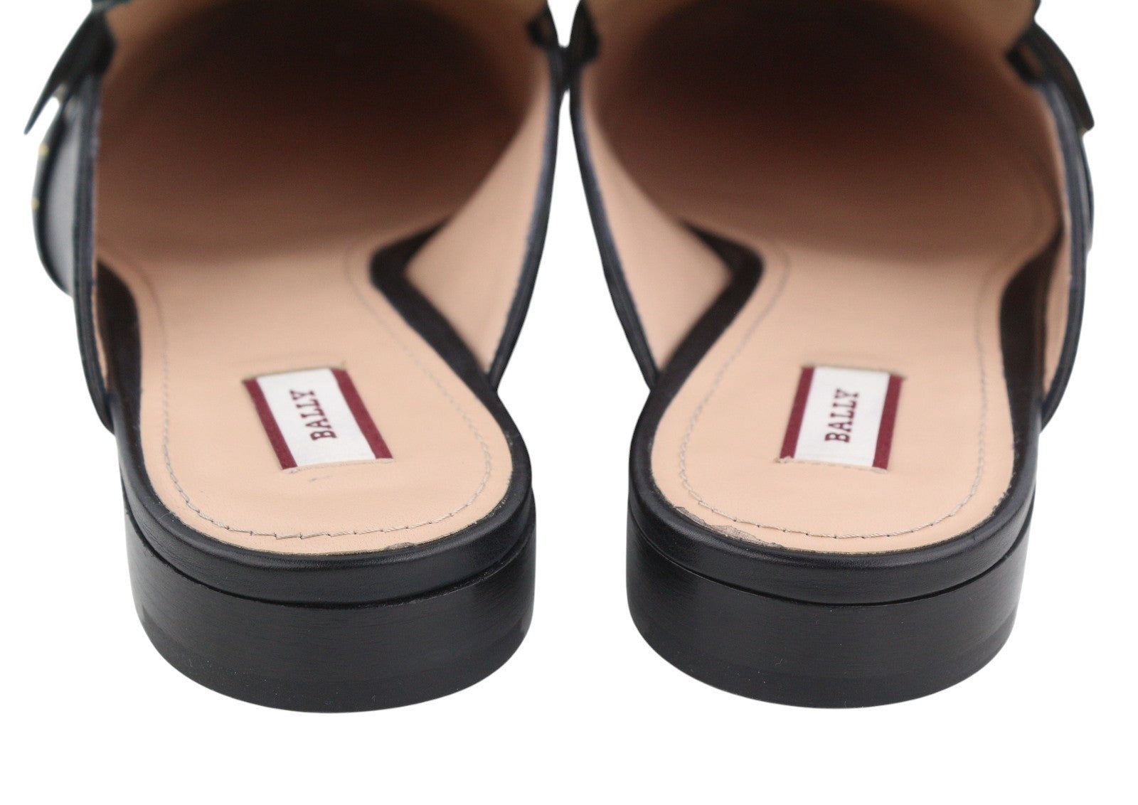 BALLY Janesse Women Flats EU40 Black Calfskin Leather Studs Mules Clogs RRP499