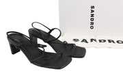 SANDRO Afaye Women Heel EU39 Black Leather Strappy Square Sandals RRP245