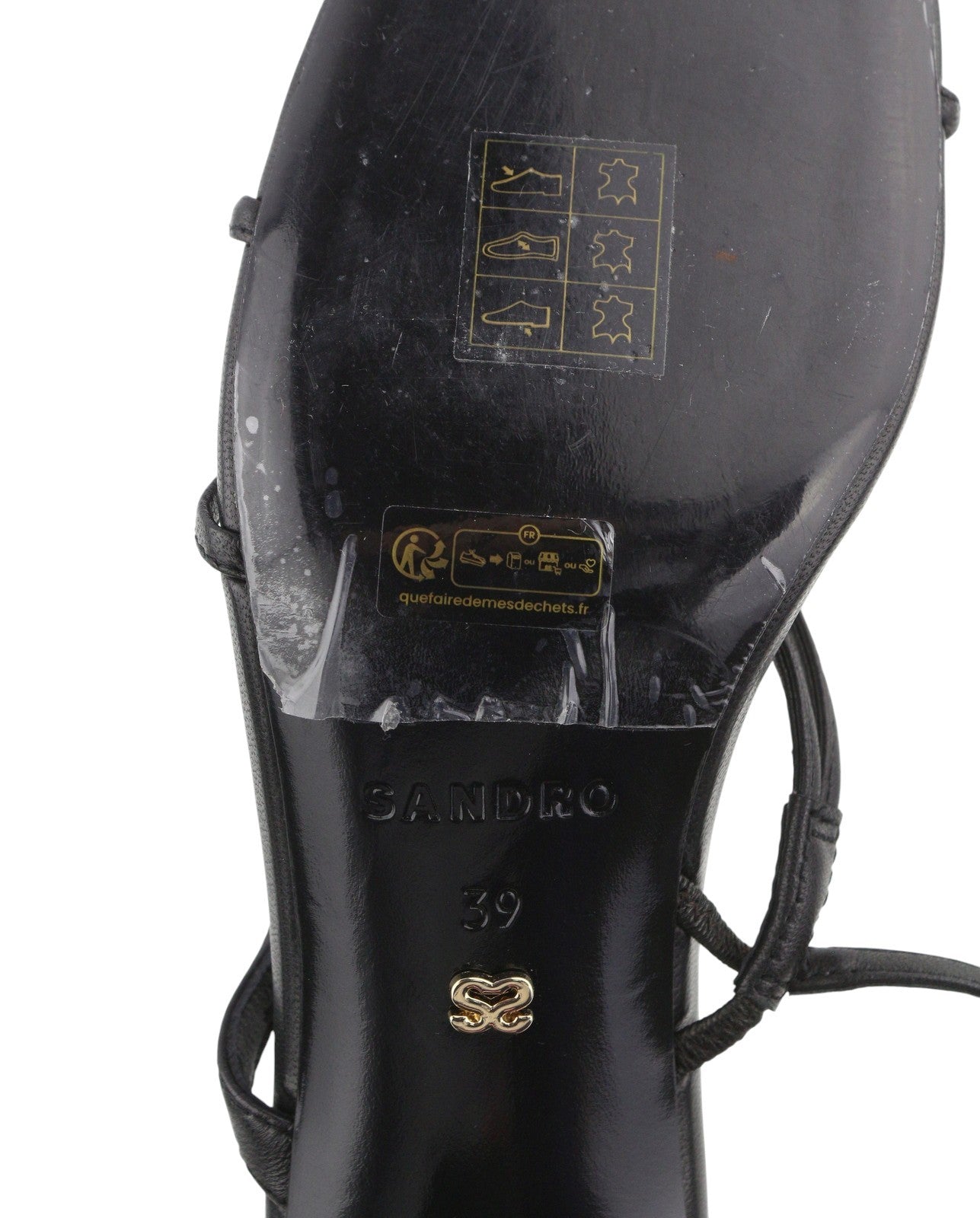 SANDRO Afaye Women Heel EU39 Black Leather Strappy Square Sandals RRP245