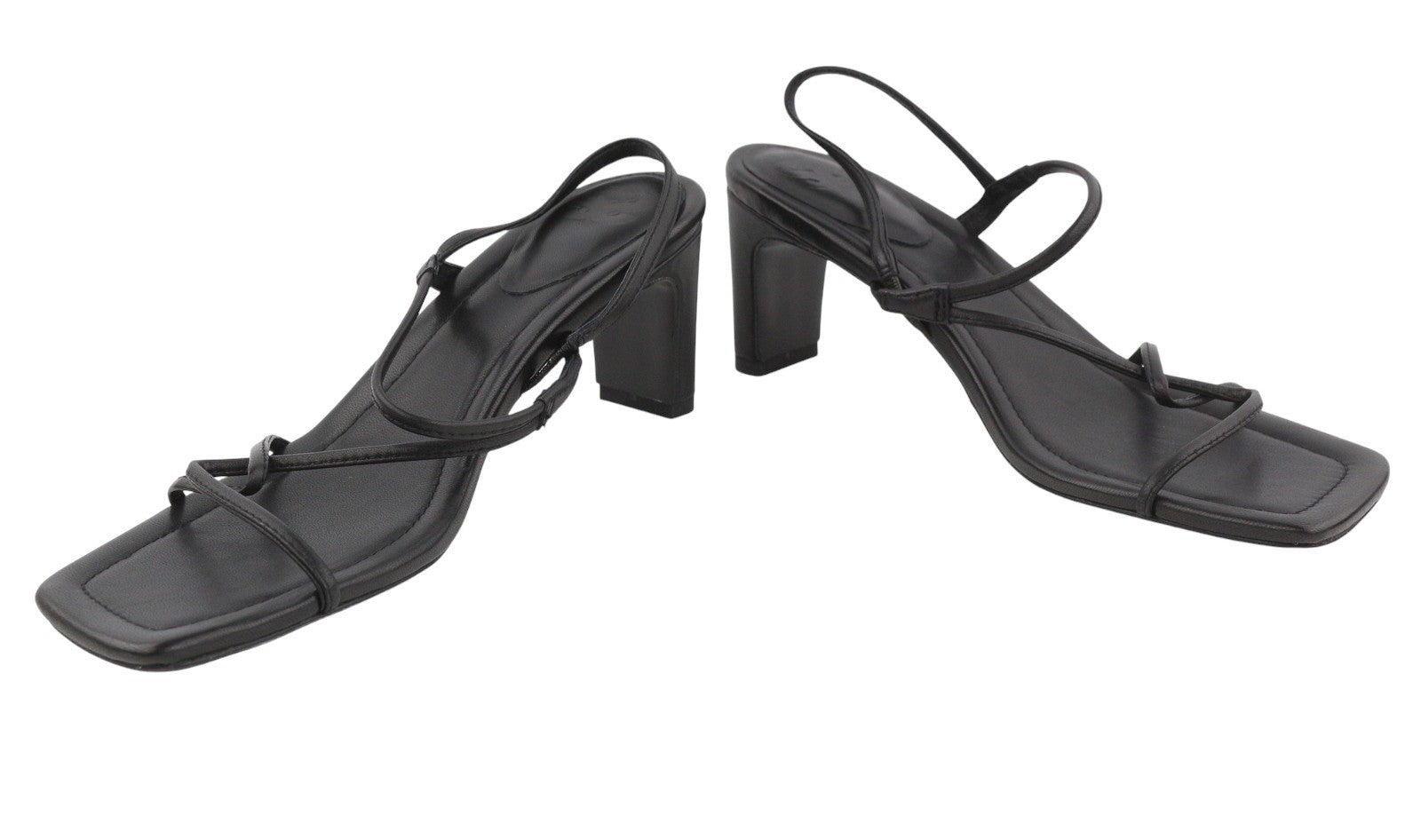 SANDRO Afaye Women Heel EU39 Black Leather Strappy Square Sandals RRP245