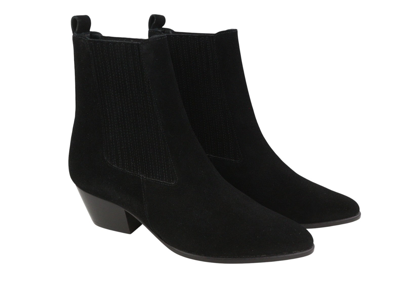 SANDRO Amelya Women Boots EU37 Black Suede Leather Pointed Toe Cowboy RRP295