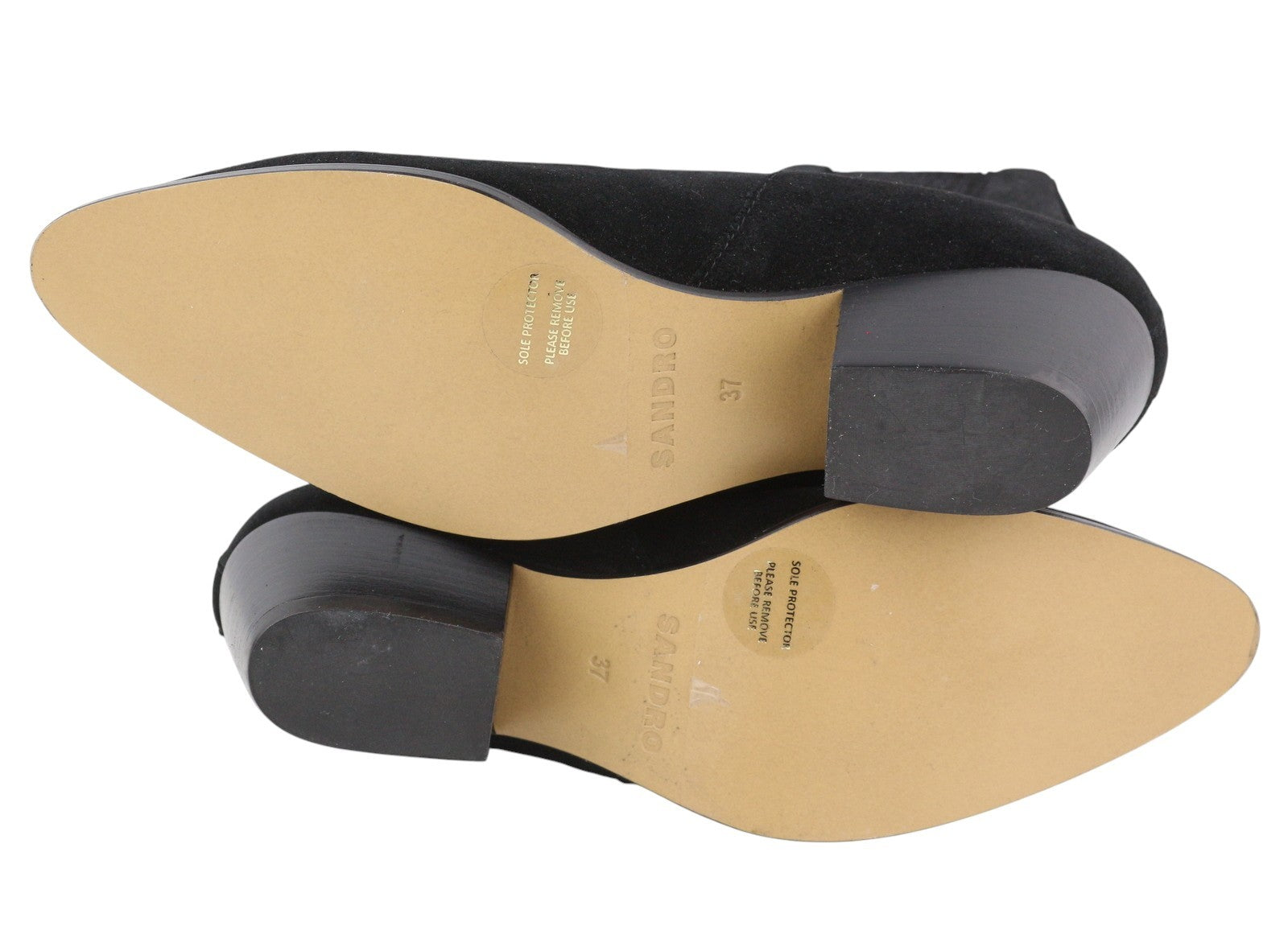 SANDRO Amelya Women Boots EU37 Black Suede Leather Pointed Toe Cowboy RRP295