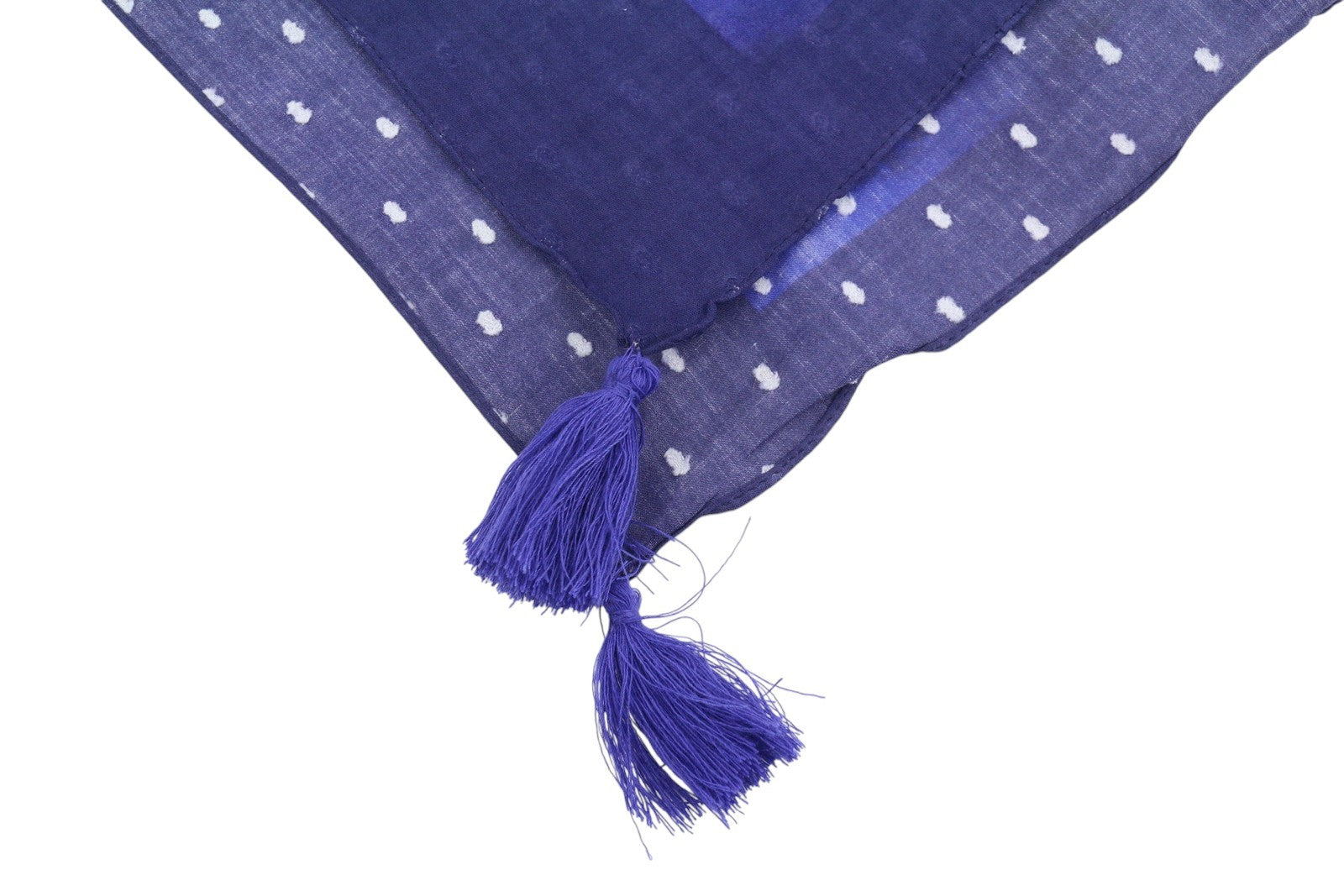 DESIGUAL Women Scarf OS Blue Cotton Artistic Print Foulard Fringe Details