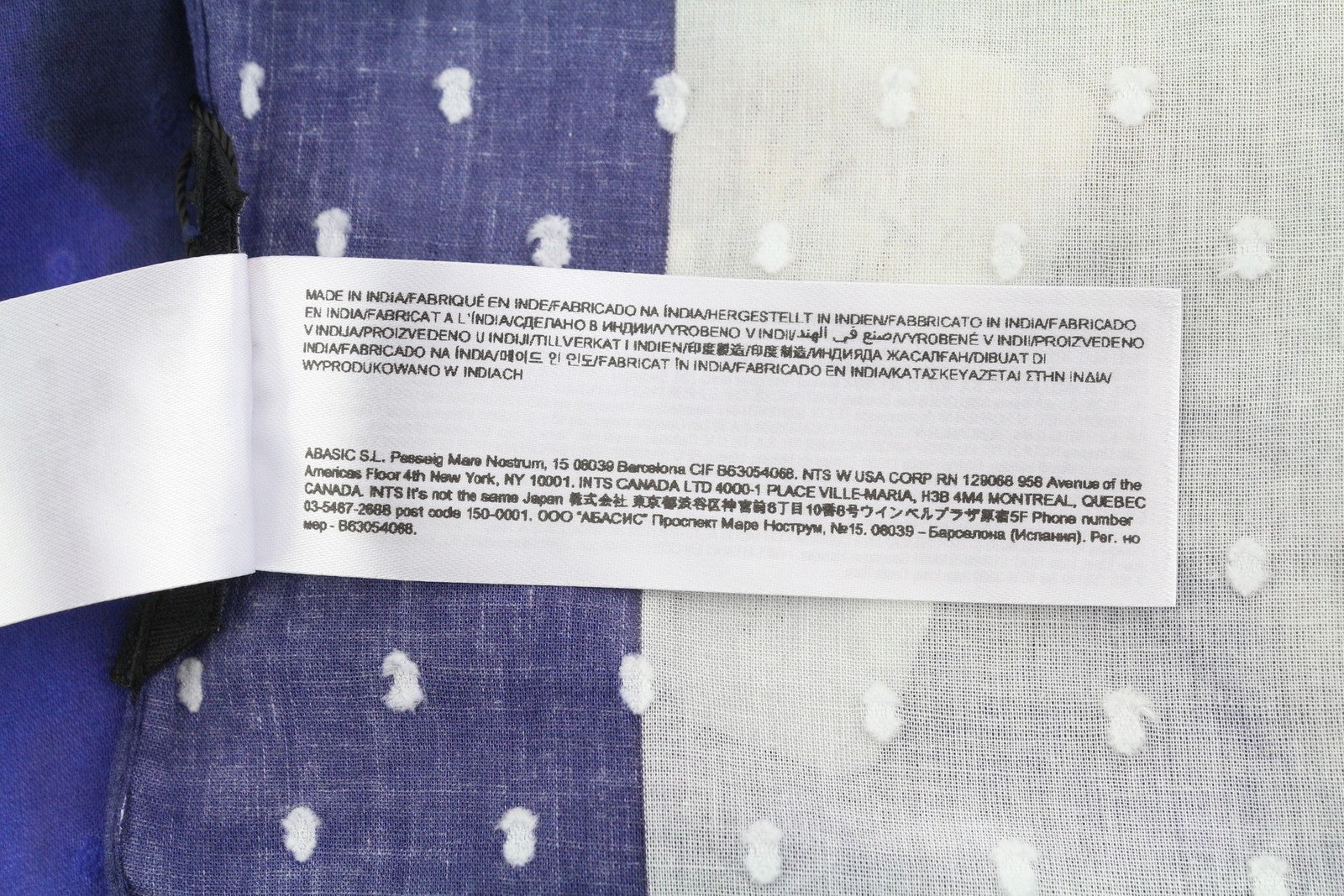 DESIGUAL Women Scarf OS Blue Cotton Artistic Print Foulard Fringe Details