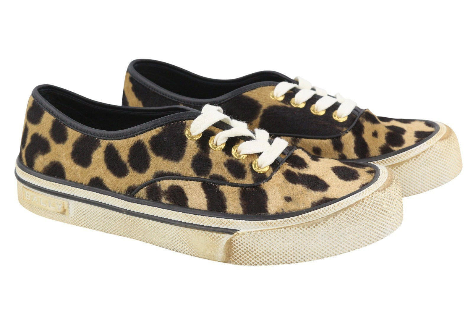 BALLY Lyder-Pyl-W Women Sneakers EU40 Brown Calf Haircalf Laced Low Top RRP749