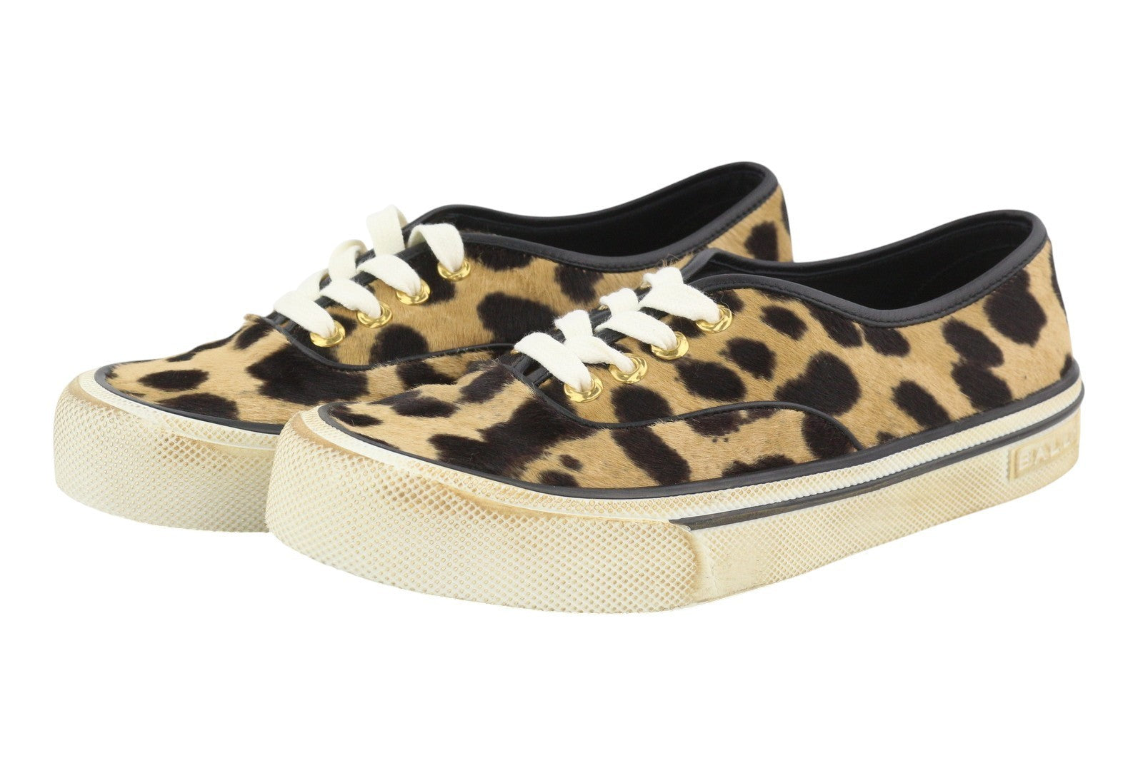 BALLY Lyder-Pyl-W Women Sneakers EU40 Brown Calf Haircalf Laced Low Top RRP749