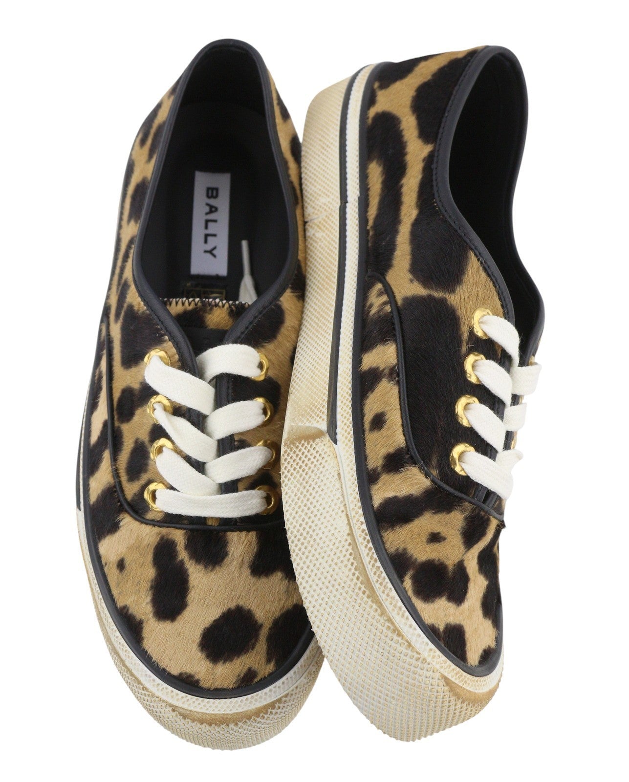 BALLY Lyder-Pyl-W Women Sneakers EU40 Brown Calf Haircalf Laced Low Top RRP749