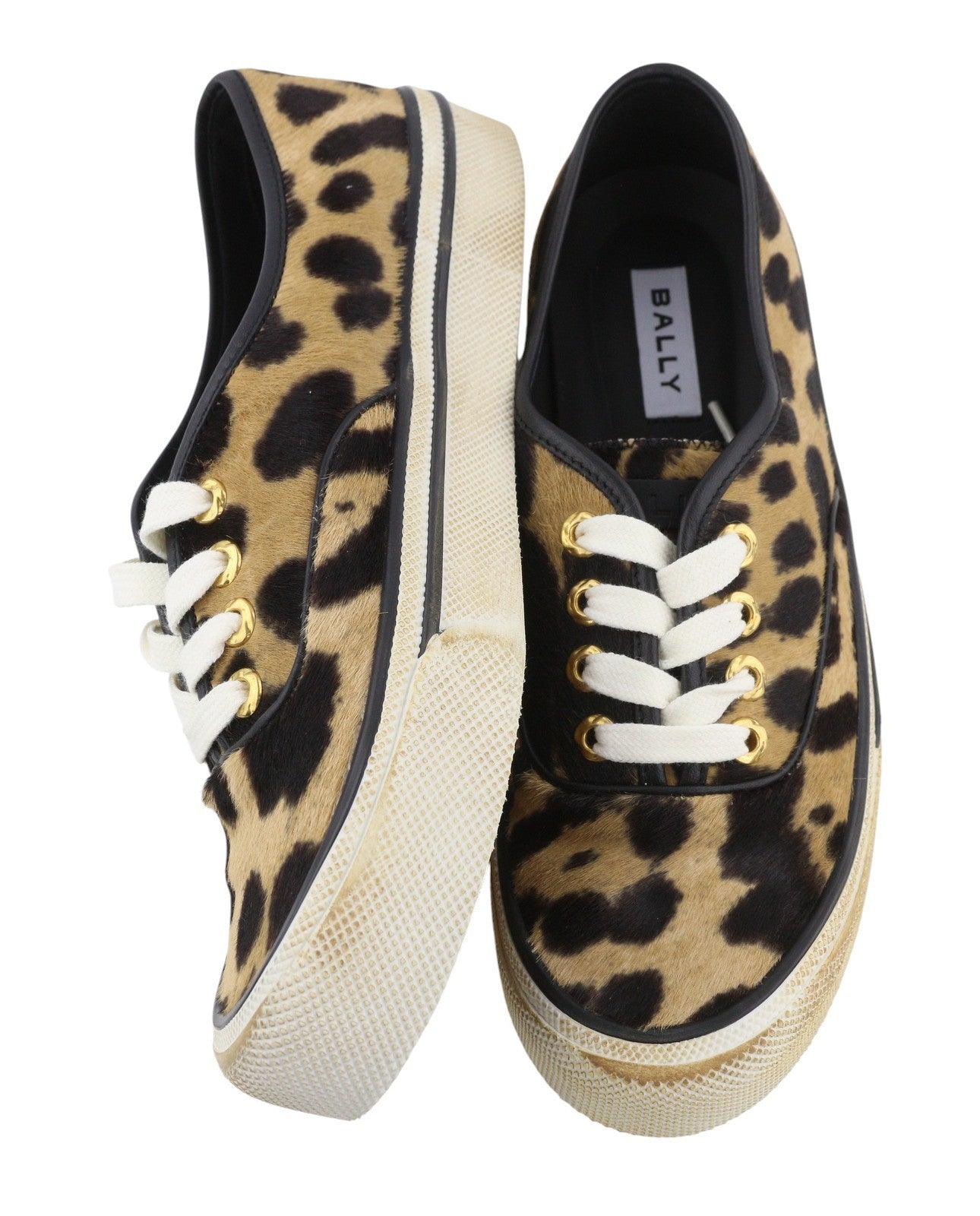 BALLY Lyder-Pyl-W Women Sneakers EU40 Brown Calf Haircalf Laced Low Top RRP749