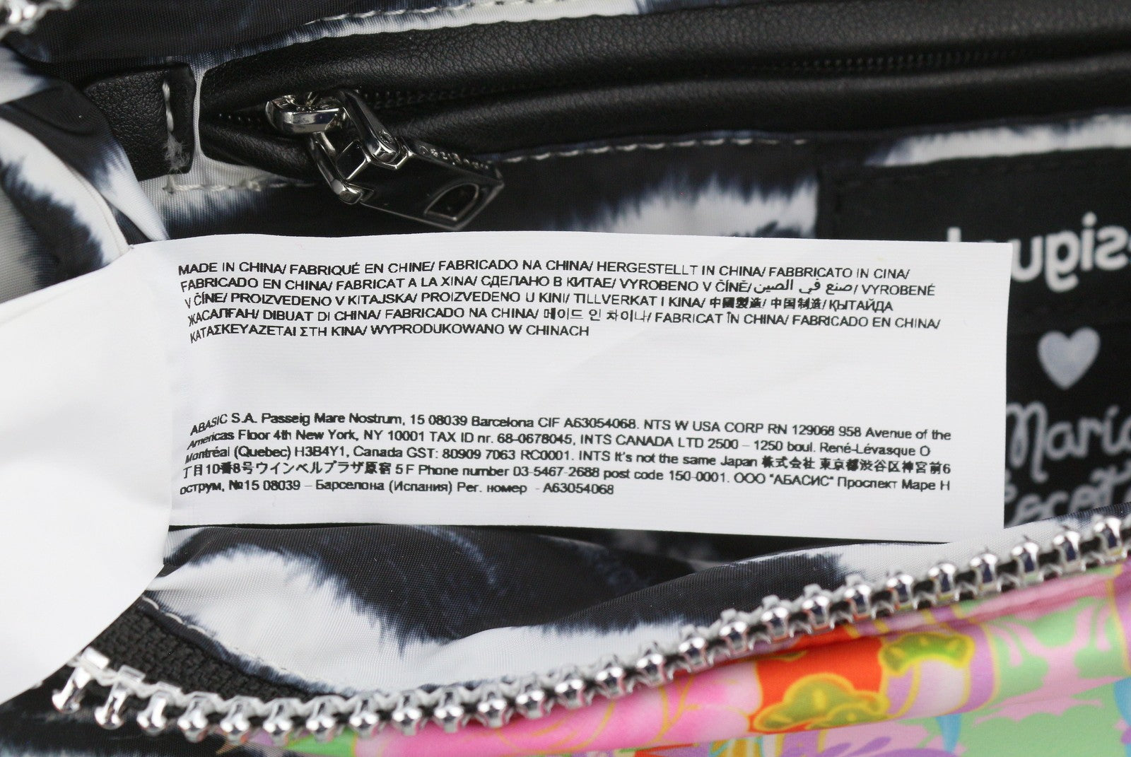 DESIGUAL x Maria Escote Zebra Sling Women Bag OS Half-Moon Shape Colourful