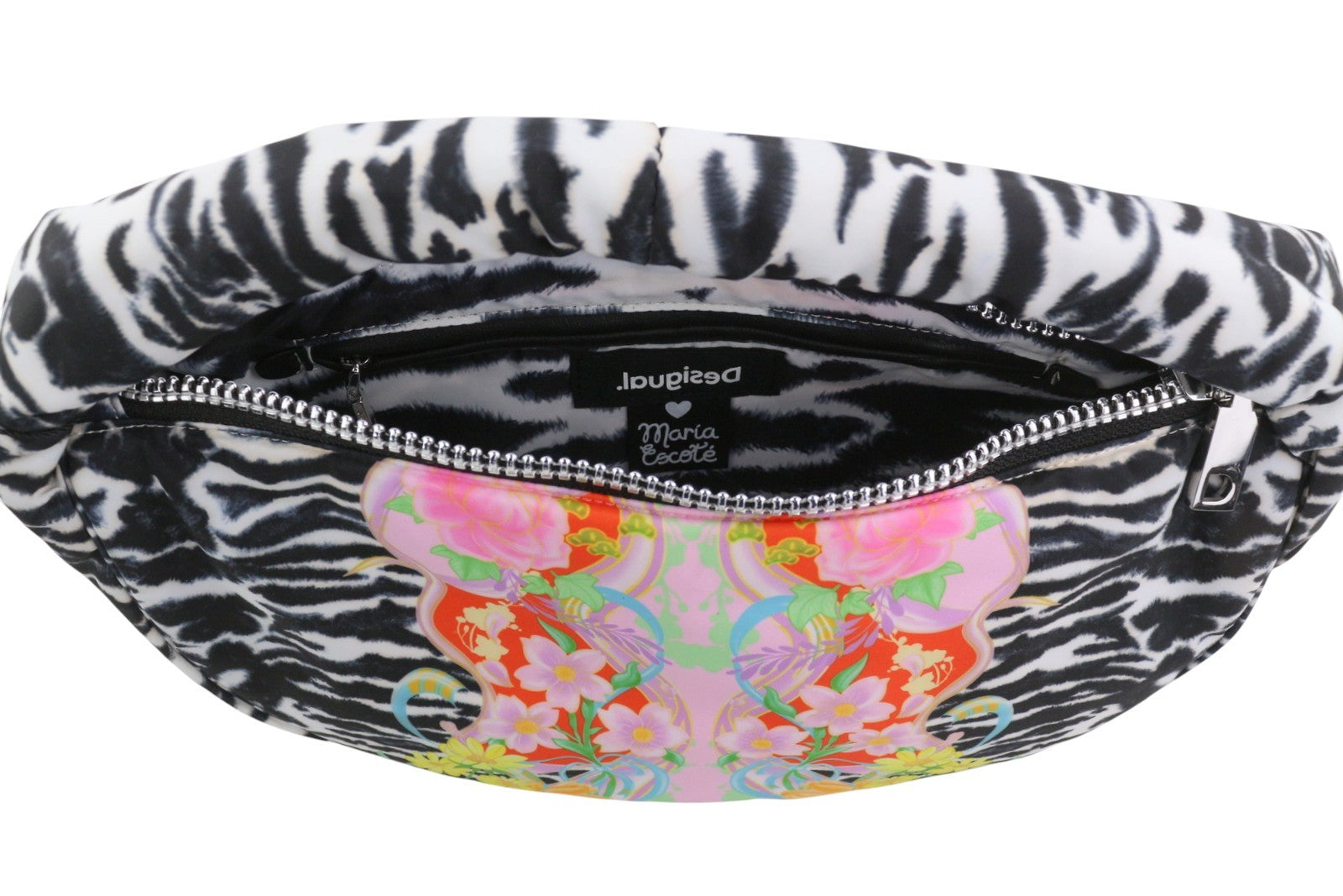 DESIGUAL x Maria Escote Zebra Sling Women Bag OS Half-Moon Shape Colourful