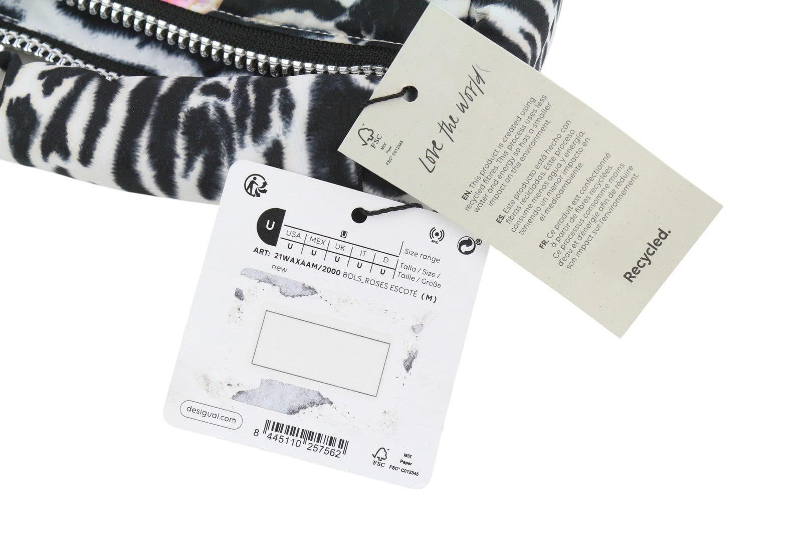 DESIGUAL x Maria Escote Zebra Sling Women Bag OS Half-Moon Shape Colourful