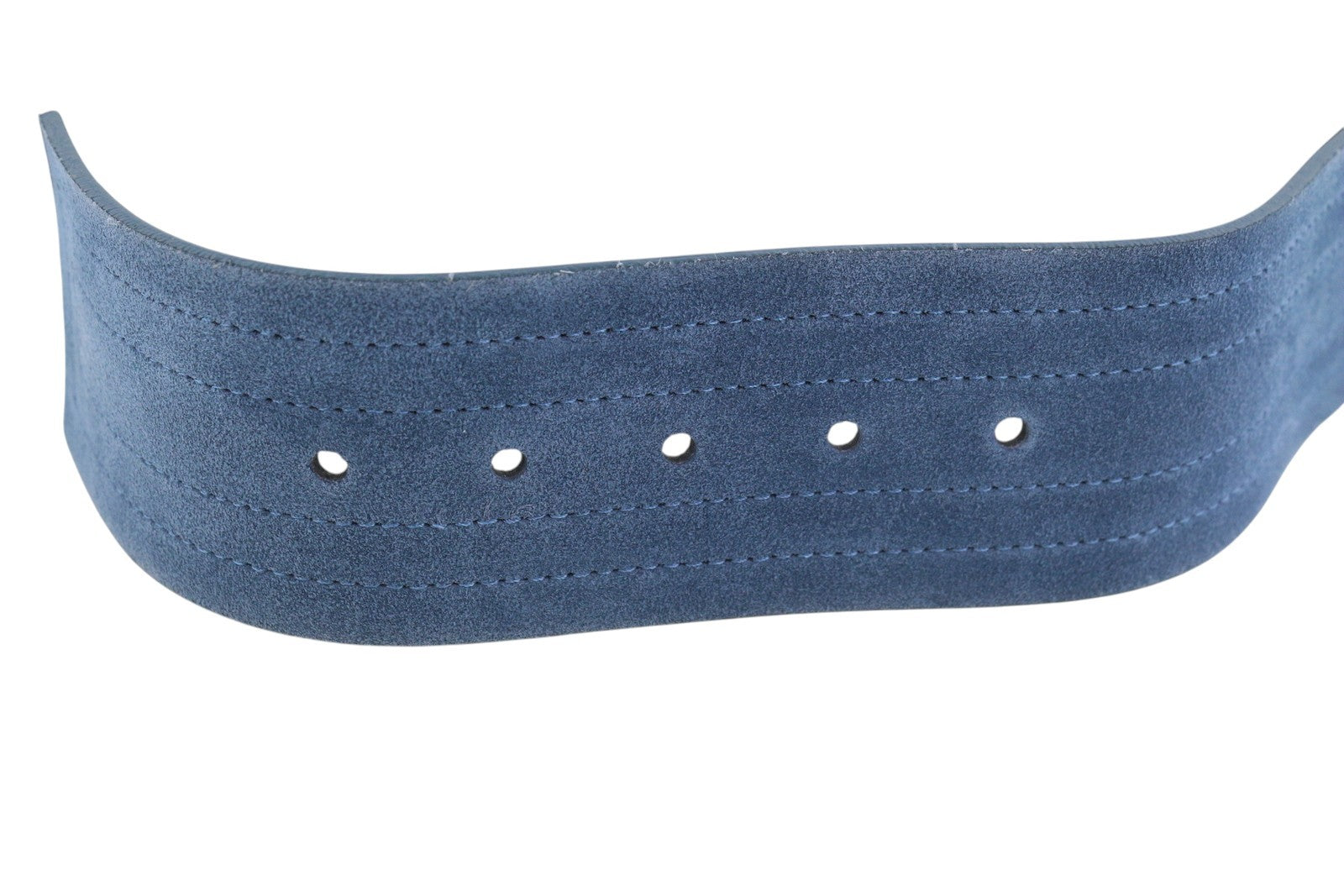 SANDRO Cameron Women Belt S Blue Suede Leather Stitched Stripe Wide Buckle