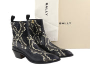 BALLY Gaiman Men Boots EU42.5 Black Snake-Embossed Goatskin Cowboy RRP1299