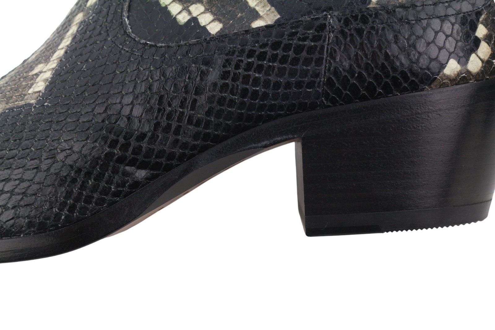 BALLY Gaiman Men Boots EU42.5 Black Snake-Embossed Goatskin Cowboy RRP1299