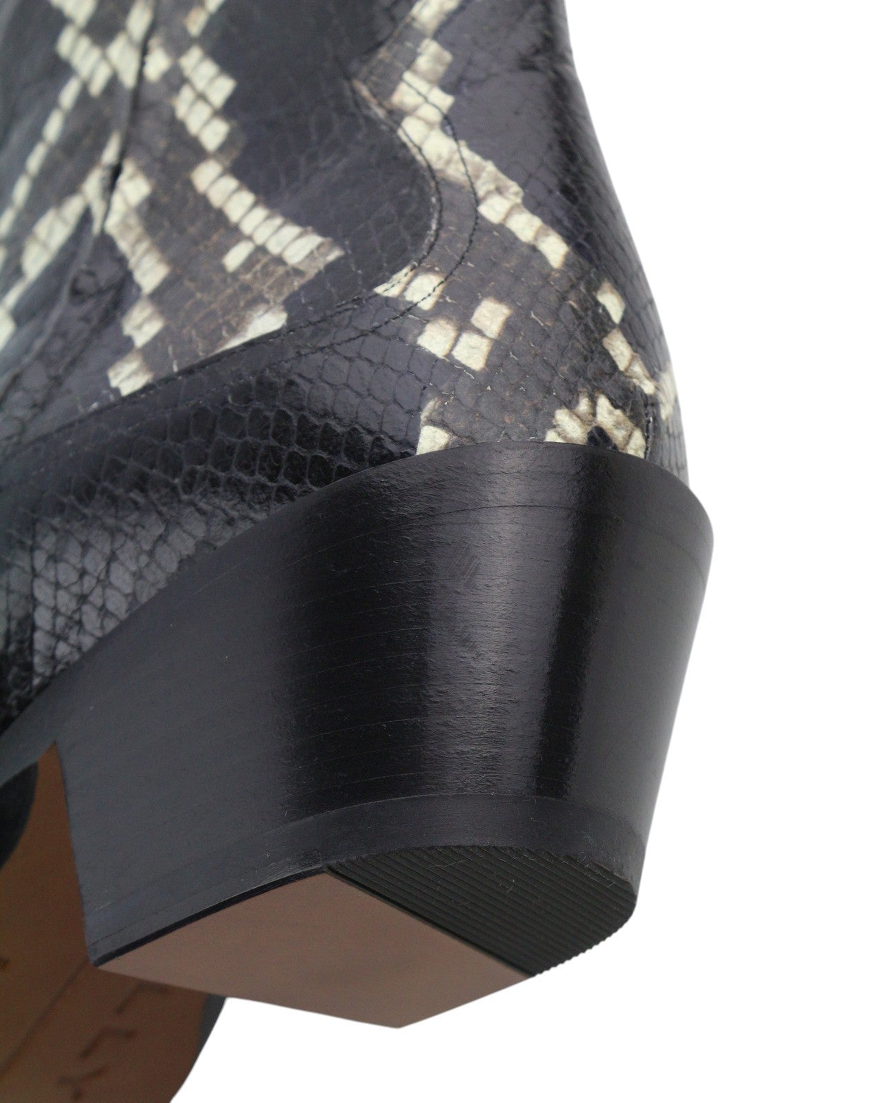 BALLY Gaiman Men Boots EU42.5 Black Snake-Embossed Goatskin Cowboy RRP1299