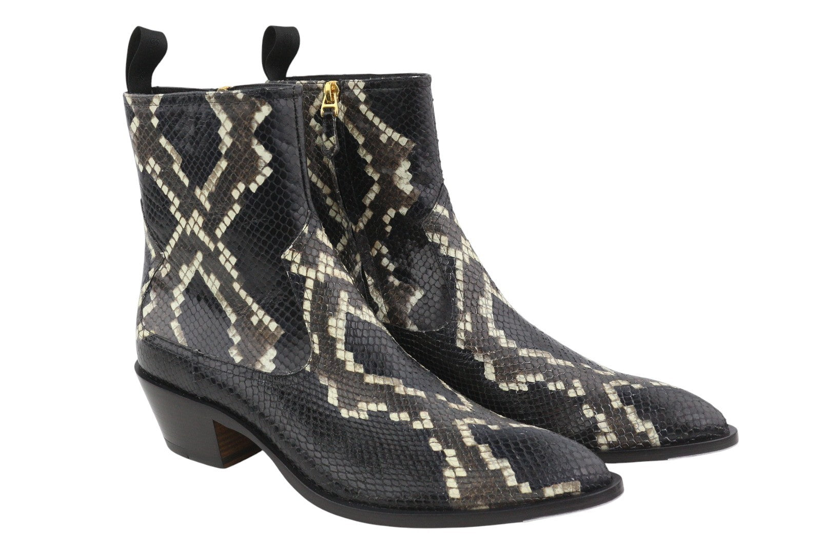 BALLY Gaiman Men Boots EU42.5 Black Snake-Embossed Goatskin Cowboy RRP1299