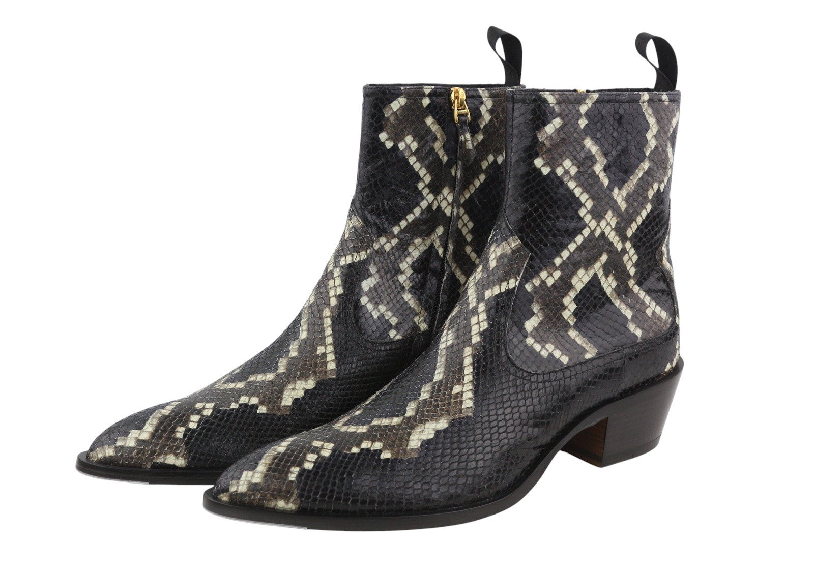 BALLY Gaiman Men Boots EU42.5 Black Snake-Embossed Goatskin Cowboy RRP1299