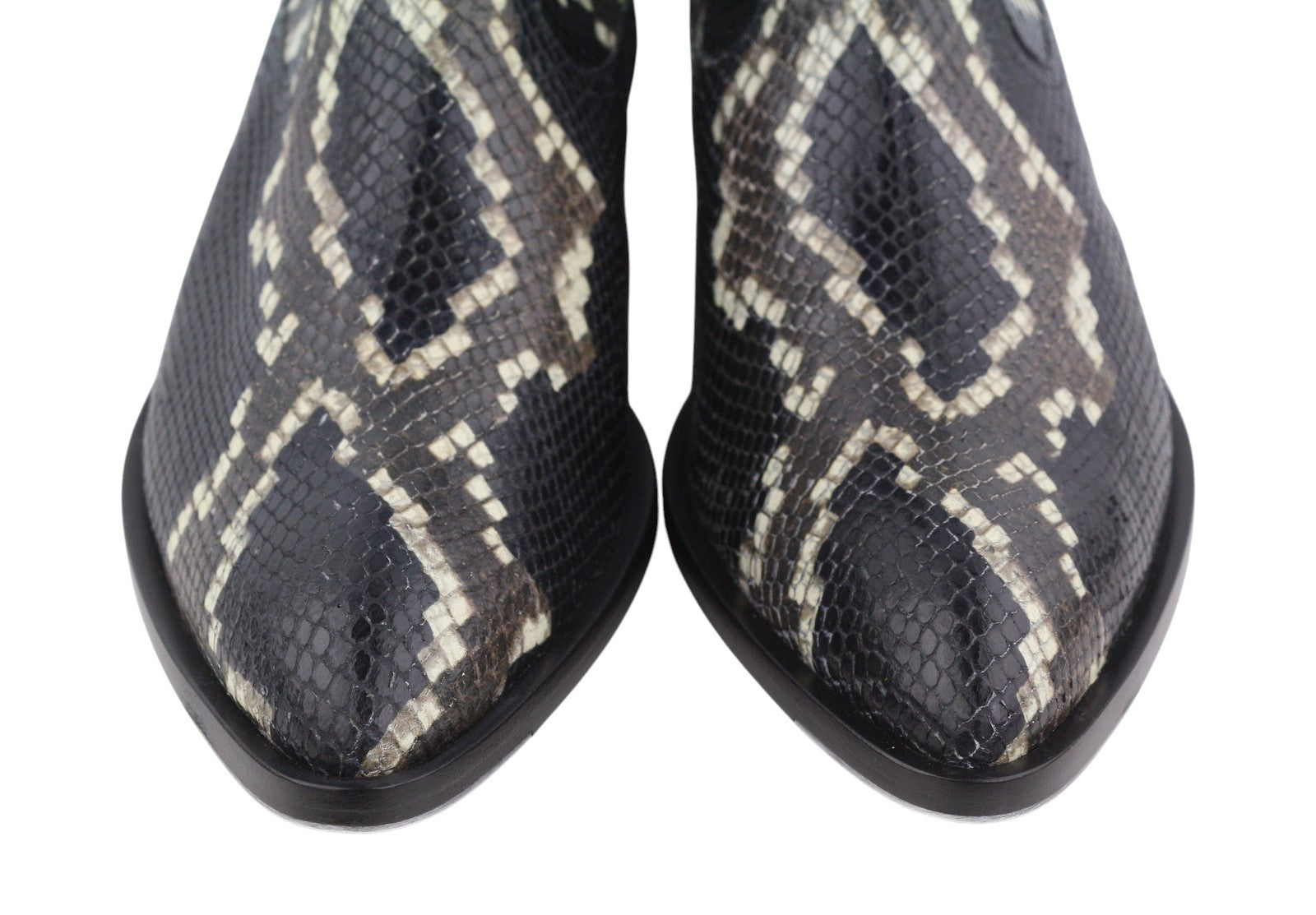 BALLY Gaiman Men Boots EU42.5 Black Snake-Embossed Goatskin Cowboy RRP1299