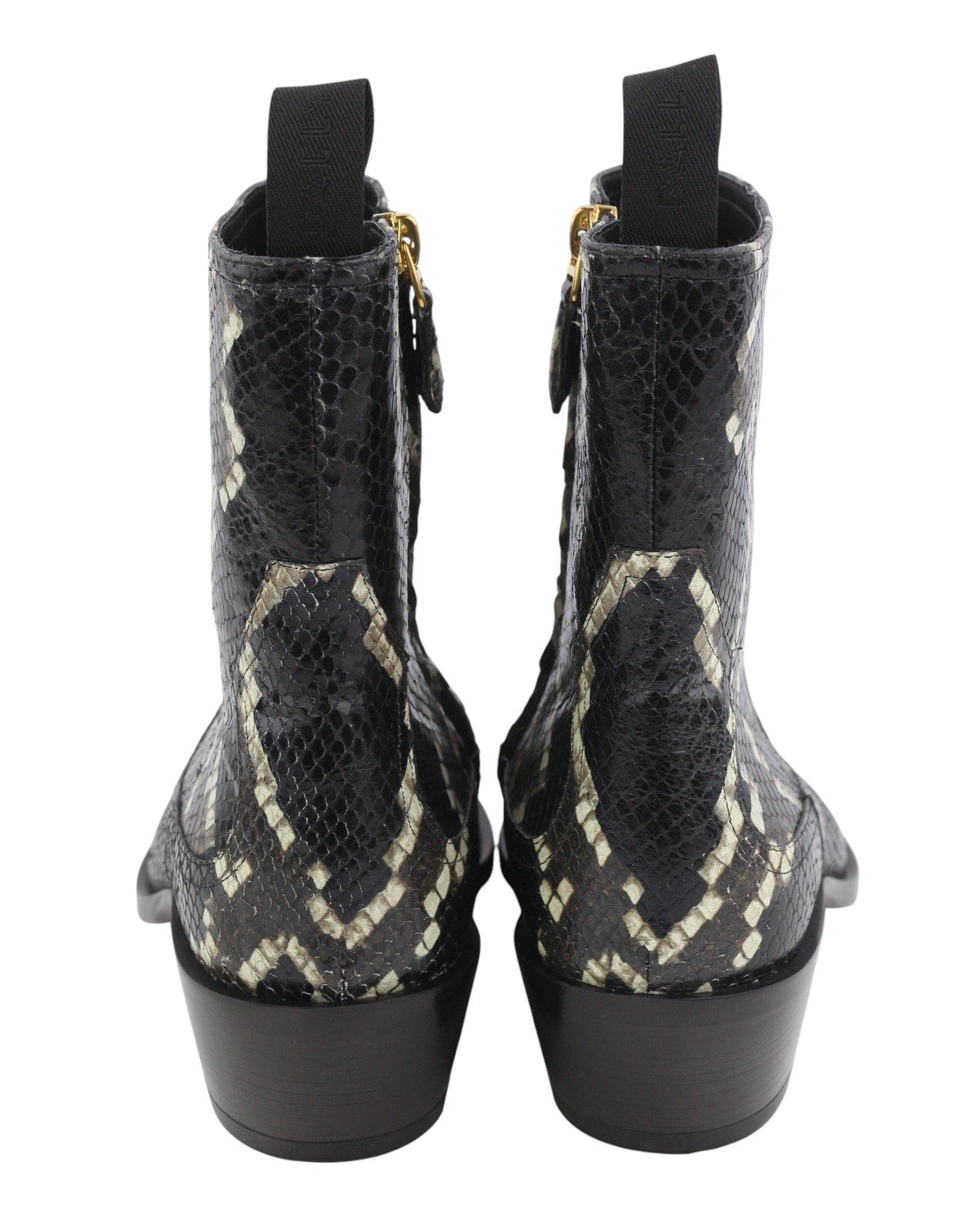 BALLY Gaiman Men Boots EU42.5 Black Snake-Embossed Goatskin Cowboy RRP1299