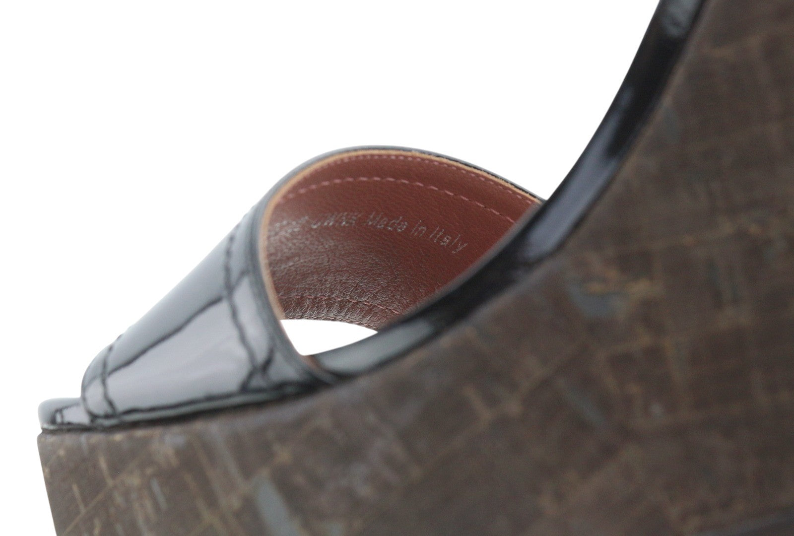 BALLY Clivya Women Sandals EU37.5 Black Patent Leather Slingback Wedge RRP479