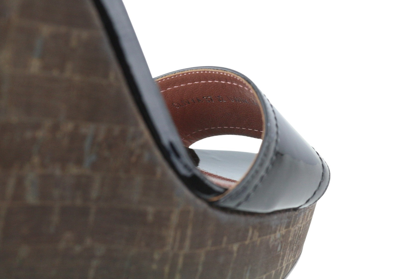 BALLY Clivya Women Sandals EU37.5 Black Patent Leather Slingback Wedge RRP479