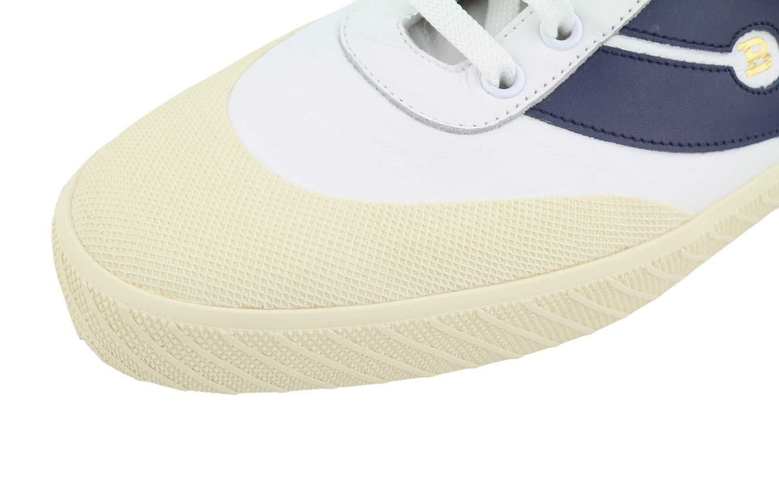 BALLY Shennon Women Sneakers EU41 White Calfskin Leather Blue Sides Lace Low Top