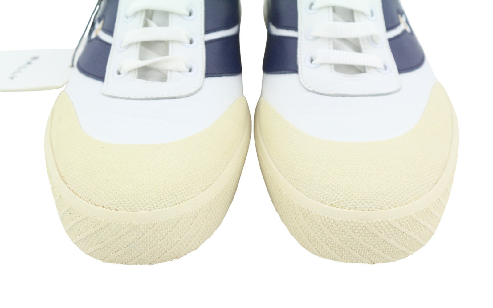 BALLY Shennon Women Sneakers EU41 White Calfskin Leather Blue Sides Lace Low Top