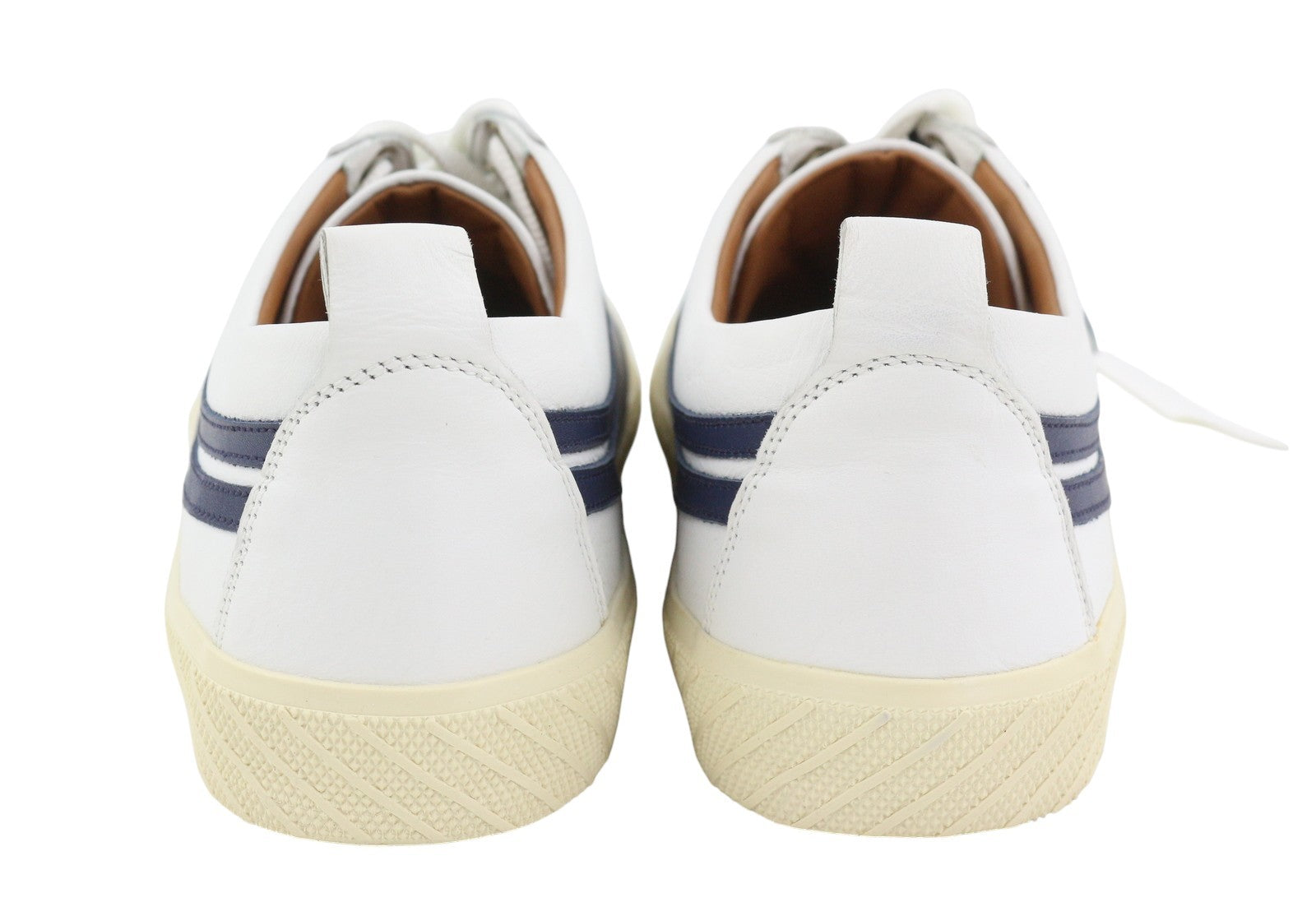 BALLY Shennon Women Sneakers EU41 White Calfskin Leather Blue Sides Lace Low Top
