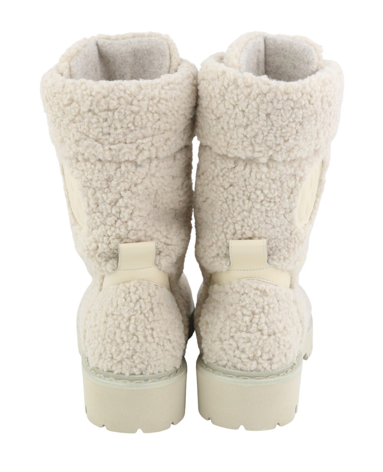 BALLY Ninni Women Boots EU38 Ivory Teddy Shearling Laced Mid Top RRP899