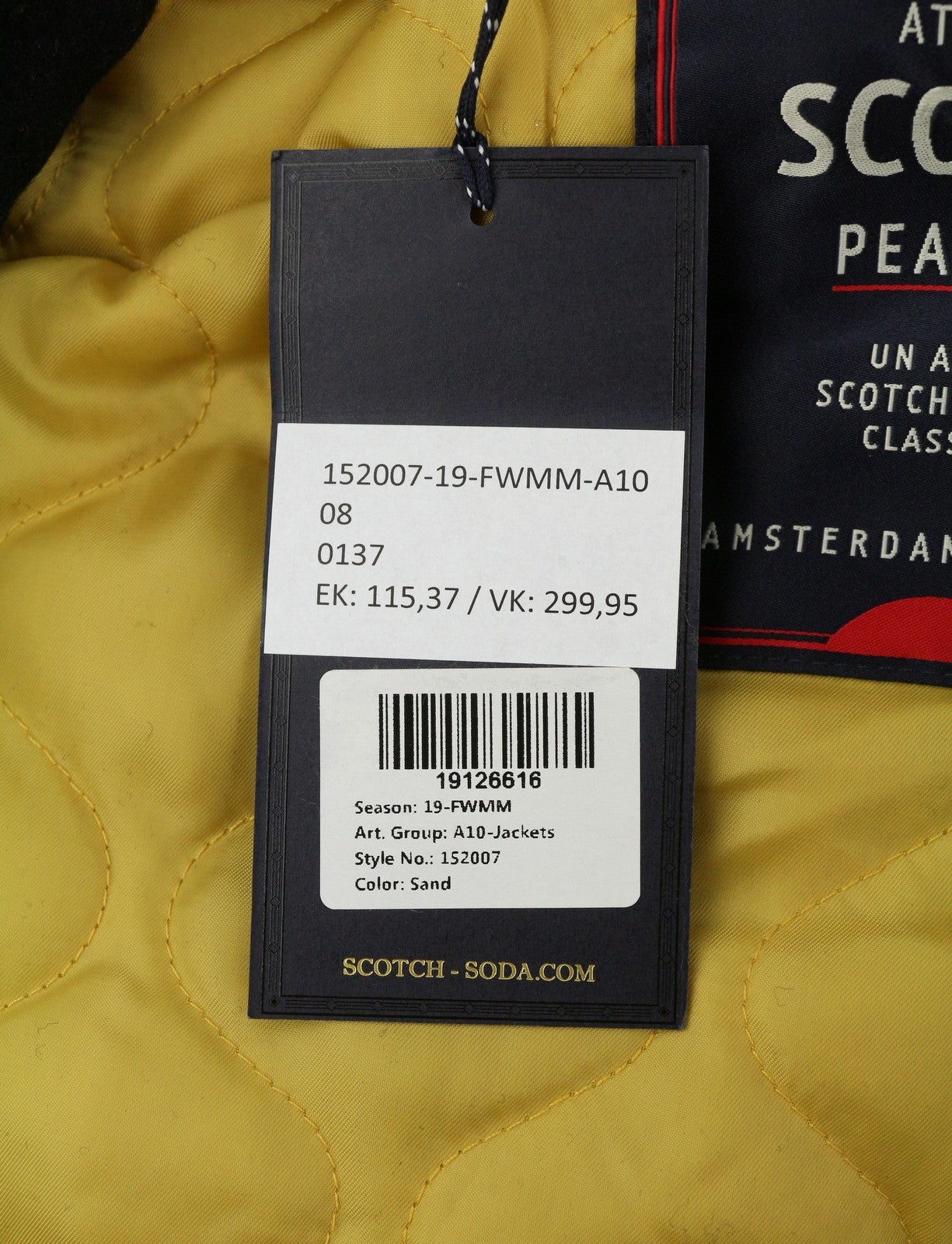 SCOTCH & SODA Atelier Men Jacket M Brown Double Collar Drawstring Waist Peacoat