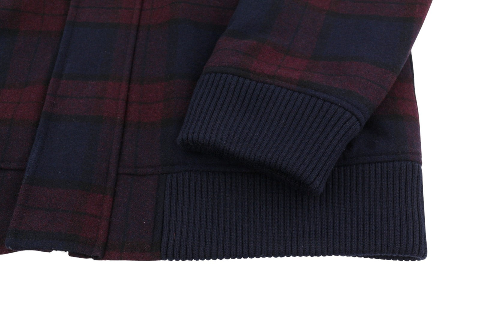 SCOTCH & SODA Men Jacket M Bordeaux Nigh Check Flannel Wool Blend Bomber