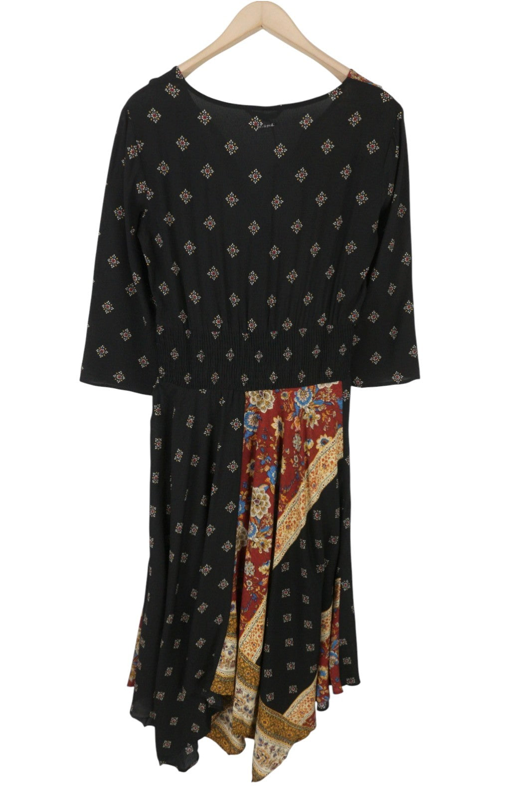 DESIGUAL Gelia Women Dress EU42 3/4 Sleeves Asymmetrical Patterned Midi