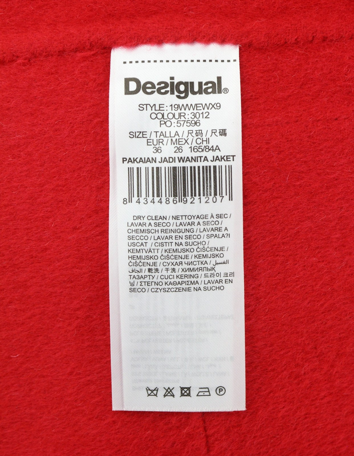 DESIGUAL Lenzy Women Coat EU36 Pink Wool Blend Drawstring Waist Hooded Mid