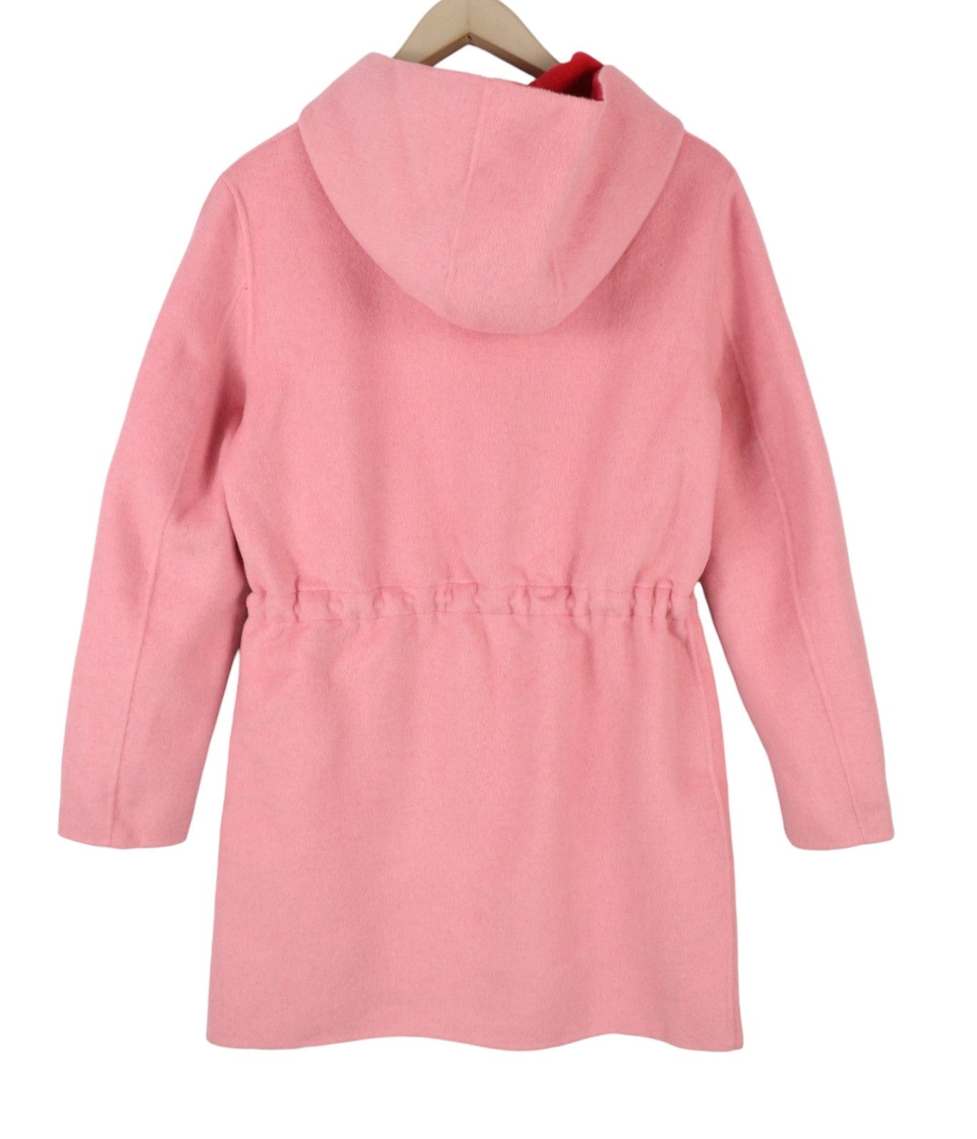 DESIGUAL Lenzy Women Coat EU36 Pink Wool Blend Drawstring Waist Hooded Mid