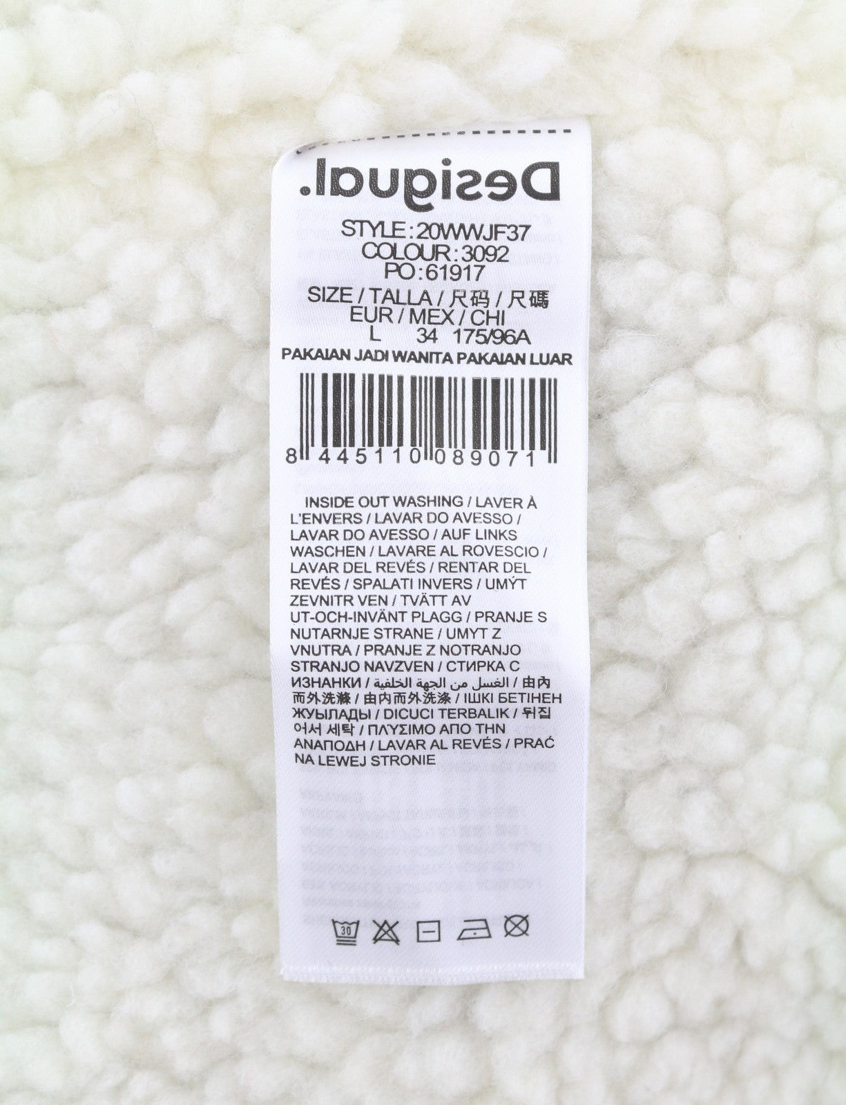 DESIGUAL Jers Denver Women Coat L Red Patterned Tricot Fleece Button Loose Fit