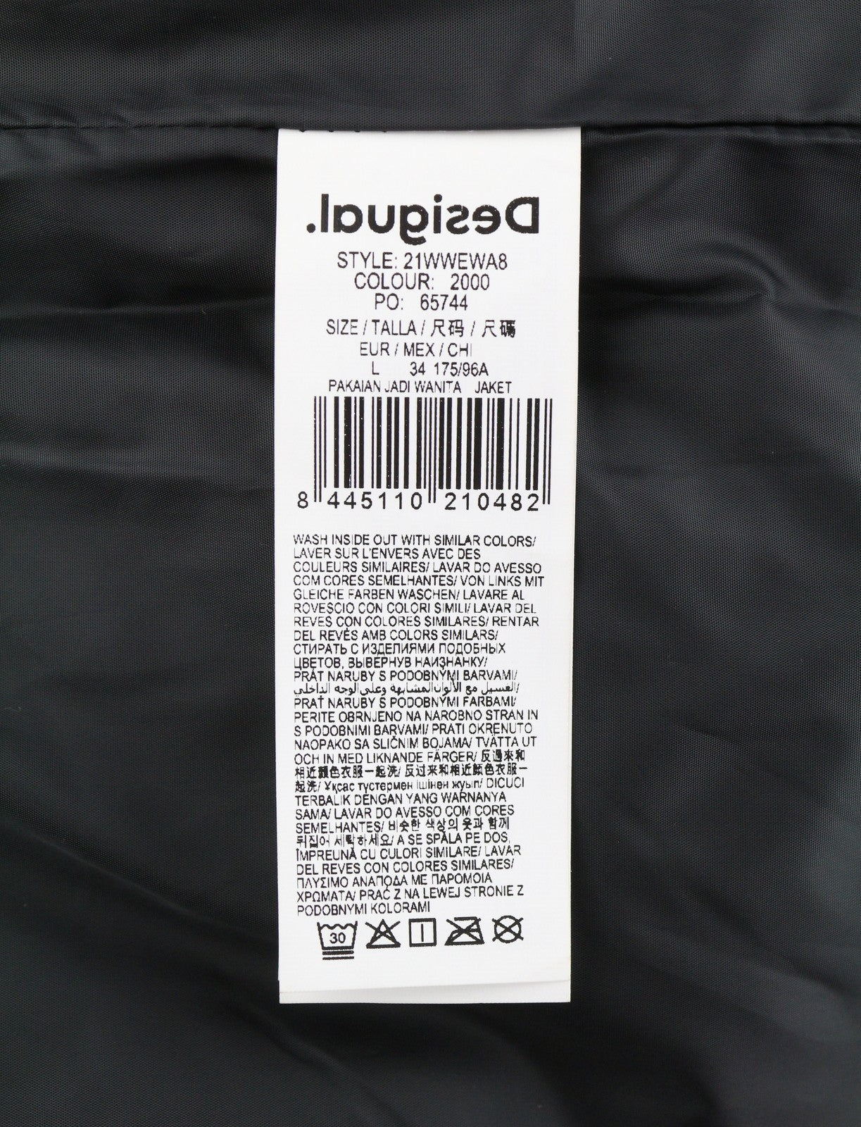 DESIGUAL Eliot Women Jacket L Colourful Abstract Print Padded Snap Button