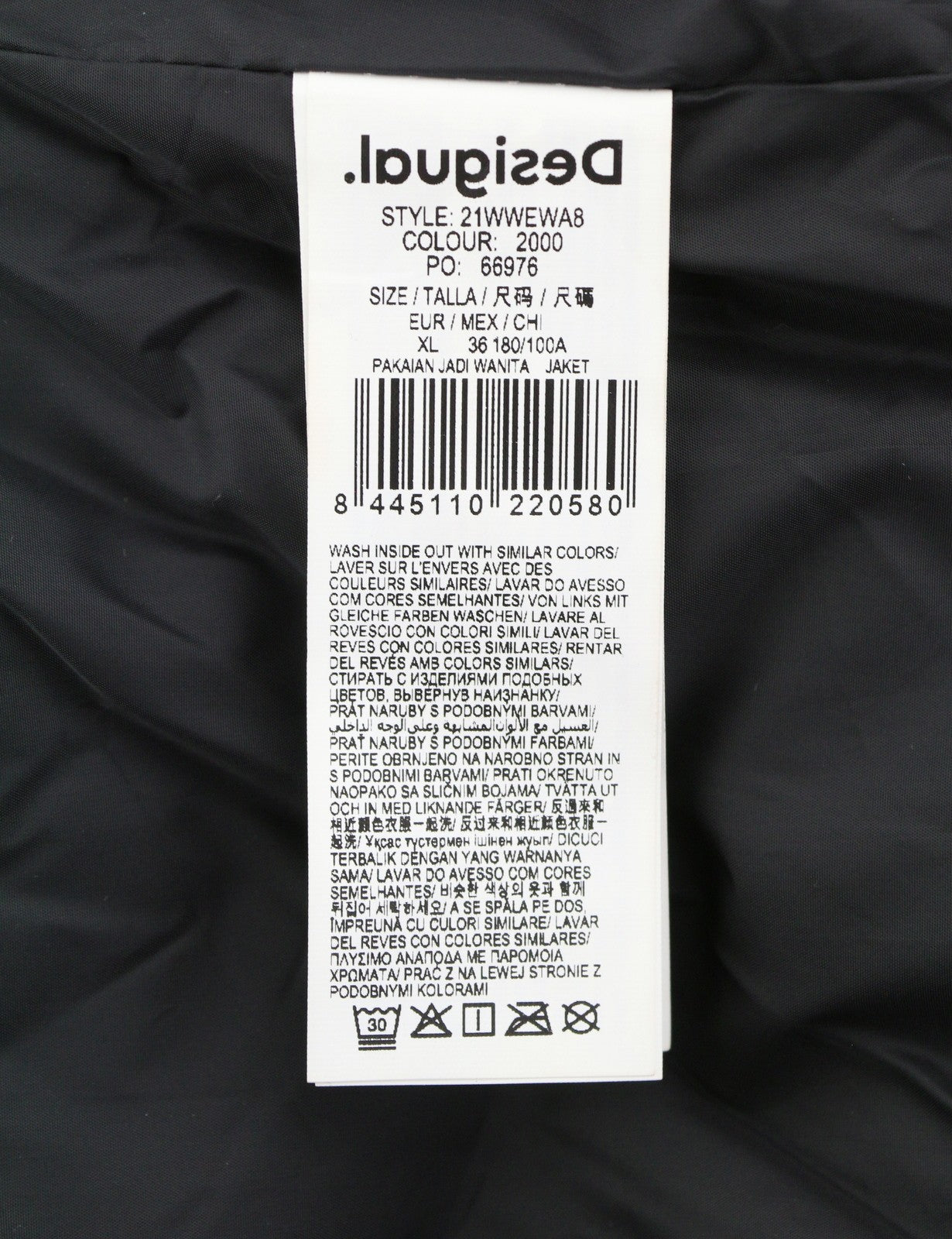 DESIGUAL Eliot Women Jacket XL Colourful Abstract Print Padded Snap Button