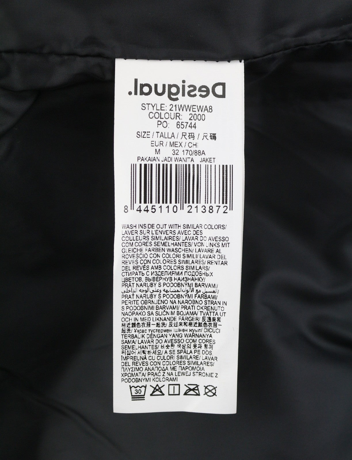 DESIGUAL Eliot Women Jacket M Colourful Abstract Pattern Padded Snap Button