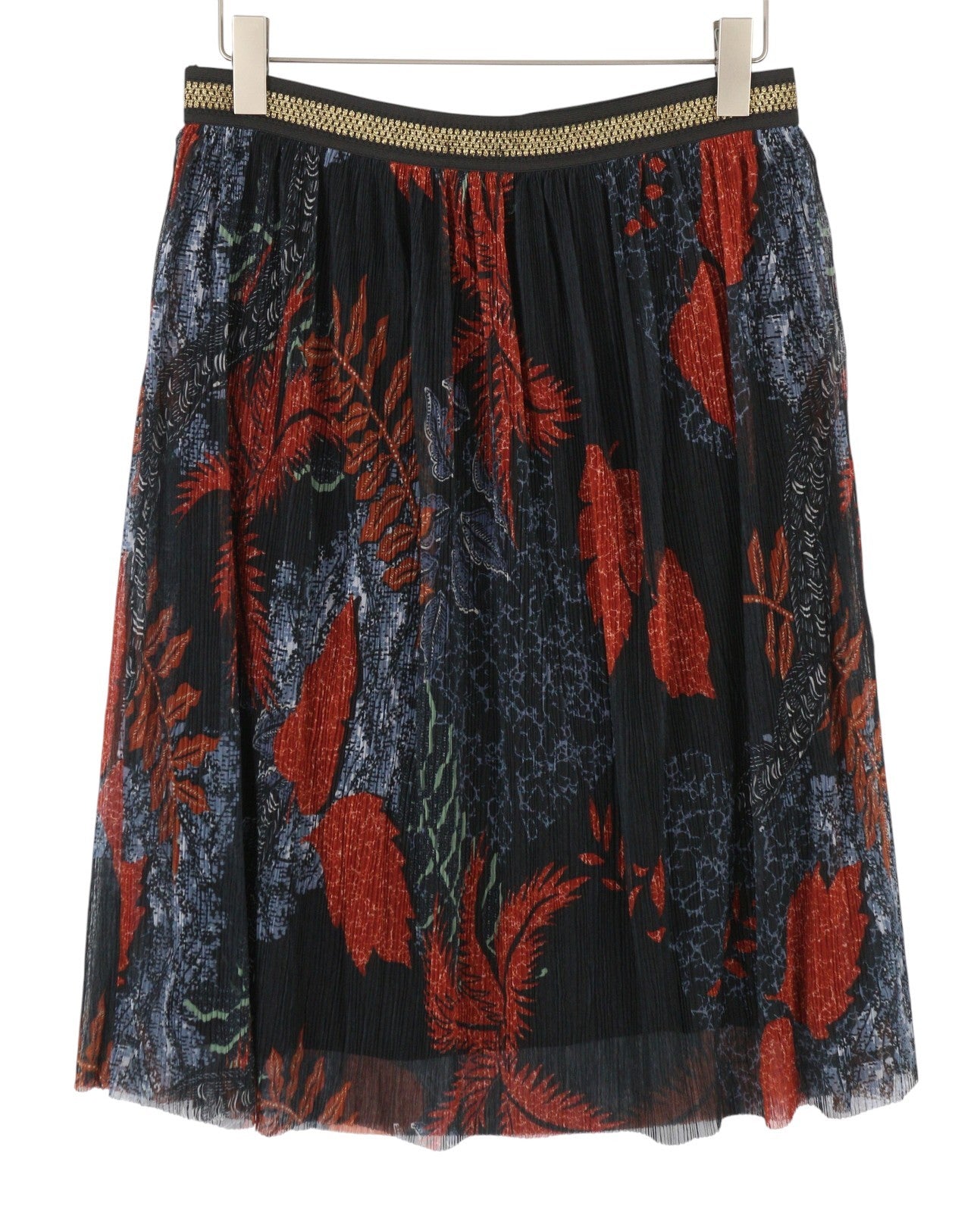 DESIGUAL Virginie Women Skirt XL Multicoloured Pattern High Waist Lined Midi