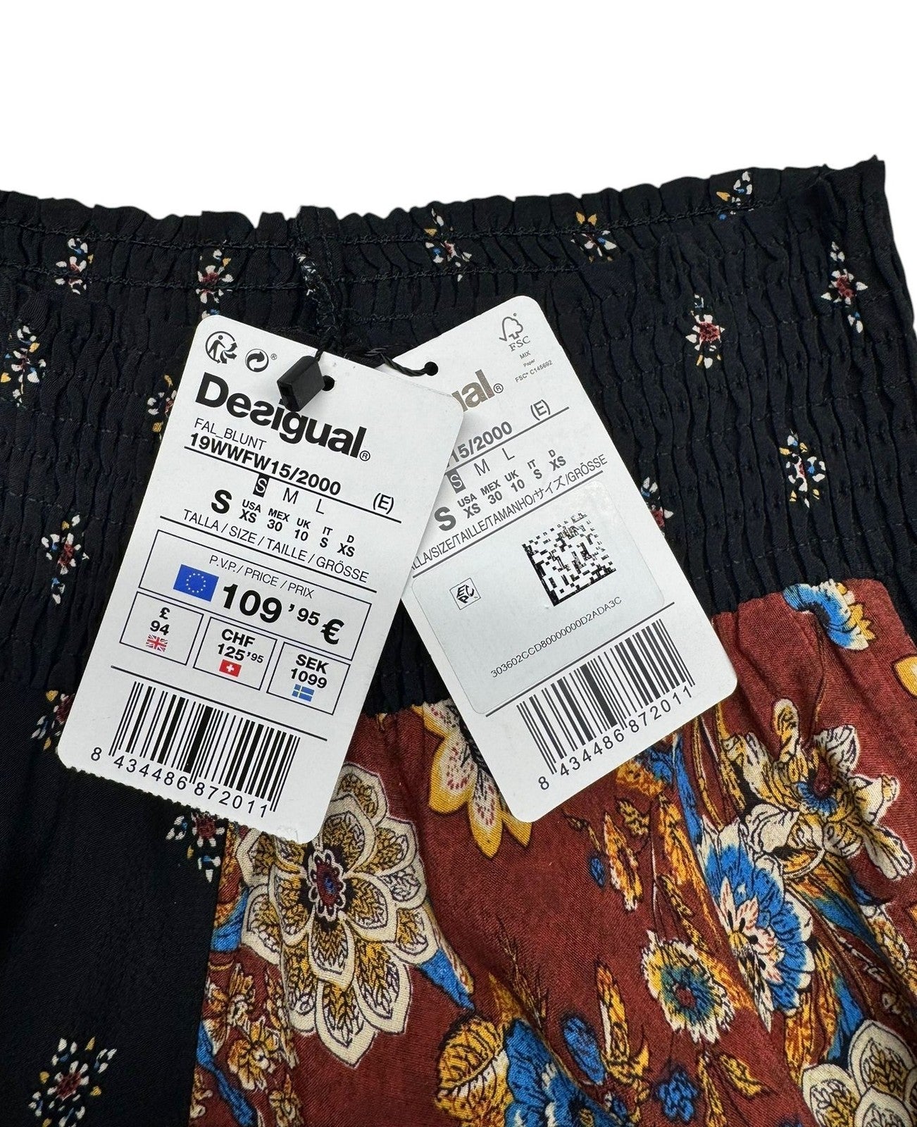 DESIGUAL Blunt Women Skirt S Multicoloured Pattern Asymmetrical Midi