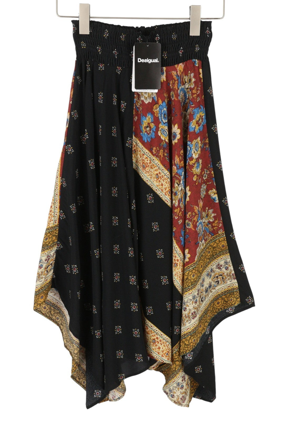 DESIGUAL Blunt Women Skirt S Multicoloured Pattern Asymmetrical Midi