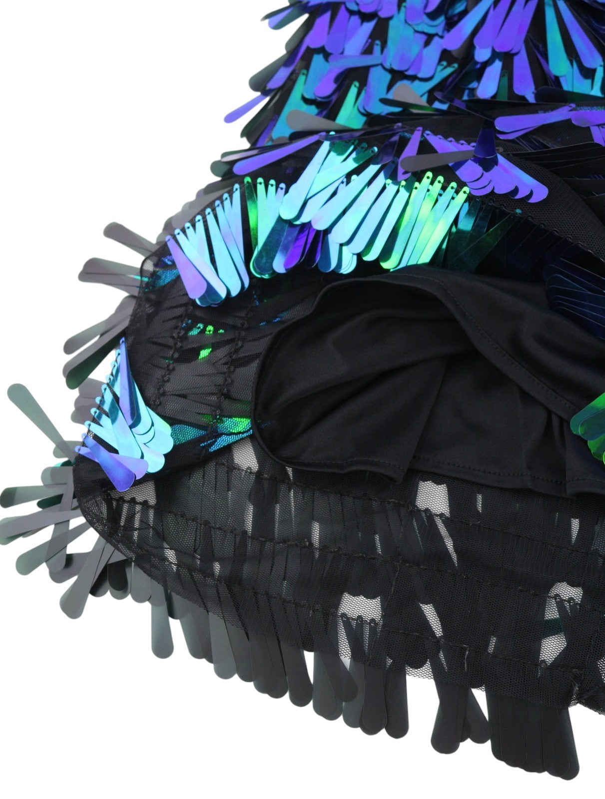 DESIGUAL Light Candy Women Dress XS Shiny Sequin-Fringe Strapless Mini