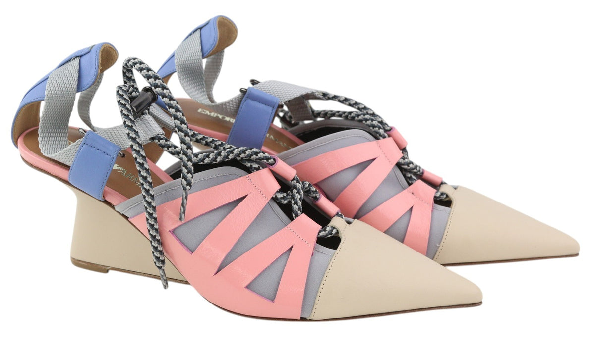 Mehrfarbige Leder-High-Heels