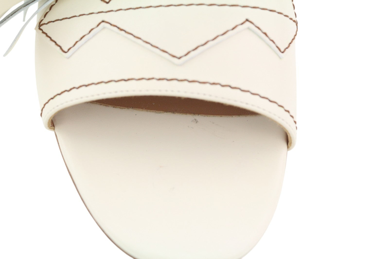 EMPORIO ARMANI X3P694 Women Flats EU37 White Leather Fringe Slip On