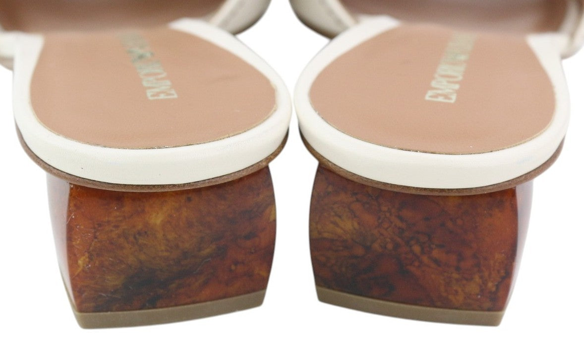 EMPORIO ARMANI X3P694 Women Flats EU37 White Leather Fringe Slip On